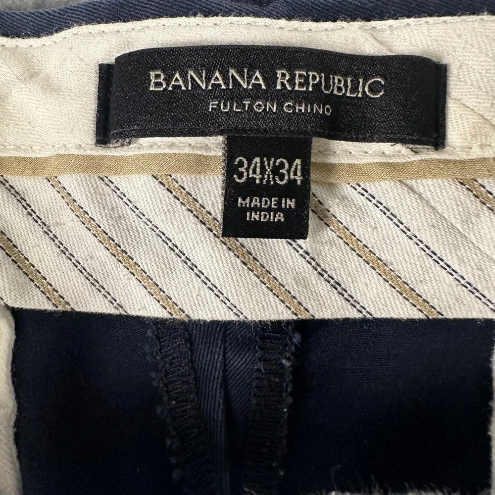 Banana Republic Fulton Rapid Movement Chino Pants Preppy Navy 34x33 795221-00